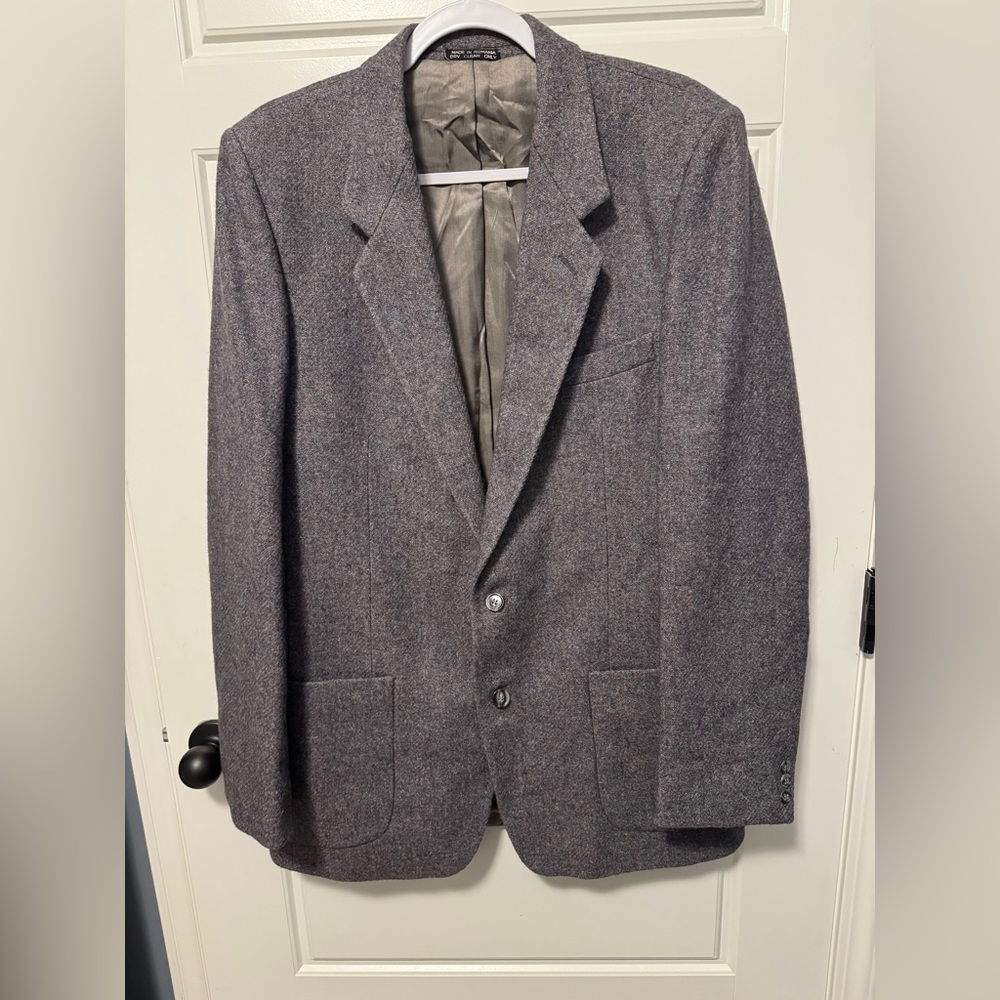 Vtg Von Furstenberg Gray Wool Sports Coat Blazer Prince Egon, Size 44L